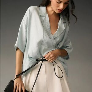 NWT Anthropology Dylon Short Sleeve Top Blue L